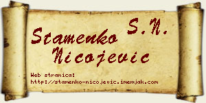 Stamenko Nicojević vizit kartica